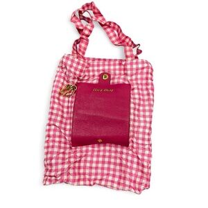 Miu Miu Pink Checkered shopping bag